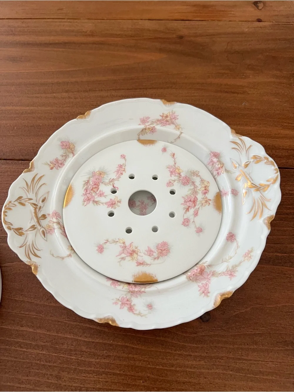 Haviland Limoges Porcelain Schleiger ?525 Pink Gold Floral Covered Butter Dish